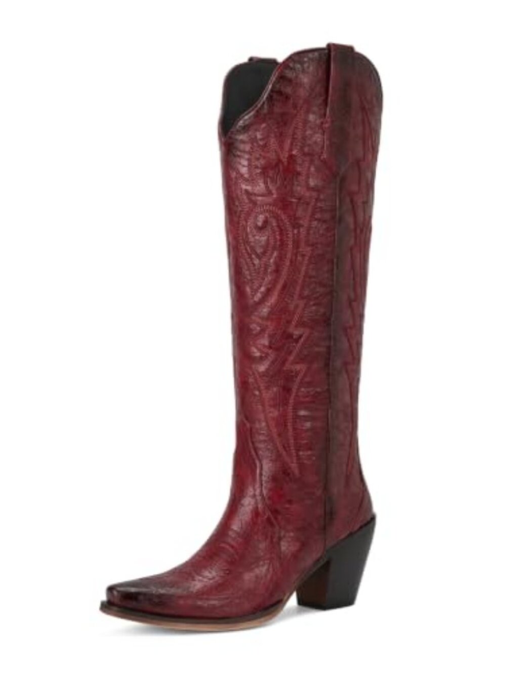 Women's Cowboy Knee High Boots, Snip Toe, Vintage, Wing Embroidery